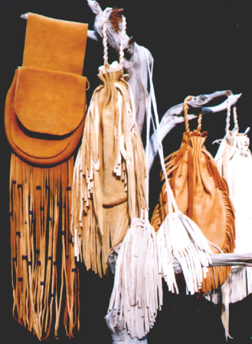 buckskin neck and belt bags